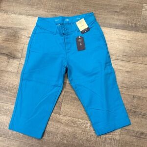 Turquoise Cotton Capri Pants, NWT, Size 4p